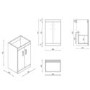 500mm Black Freestanding Cloakroom Vanity Unit with Basin and Brass Handles - Ashford