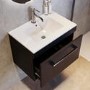 600mm Black Wall Hung Vanity Unit with Basin and Chrome Handle - Ashford