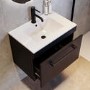 600mm Black Wall Hung Vanity Unit with Basin and Black Handle - Ashford