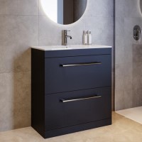 800mm Black Freestanding Vanity Unit with Basin and Chrome Handles - Ashford