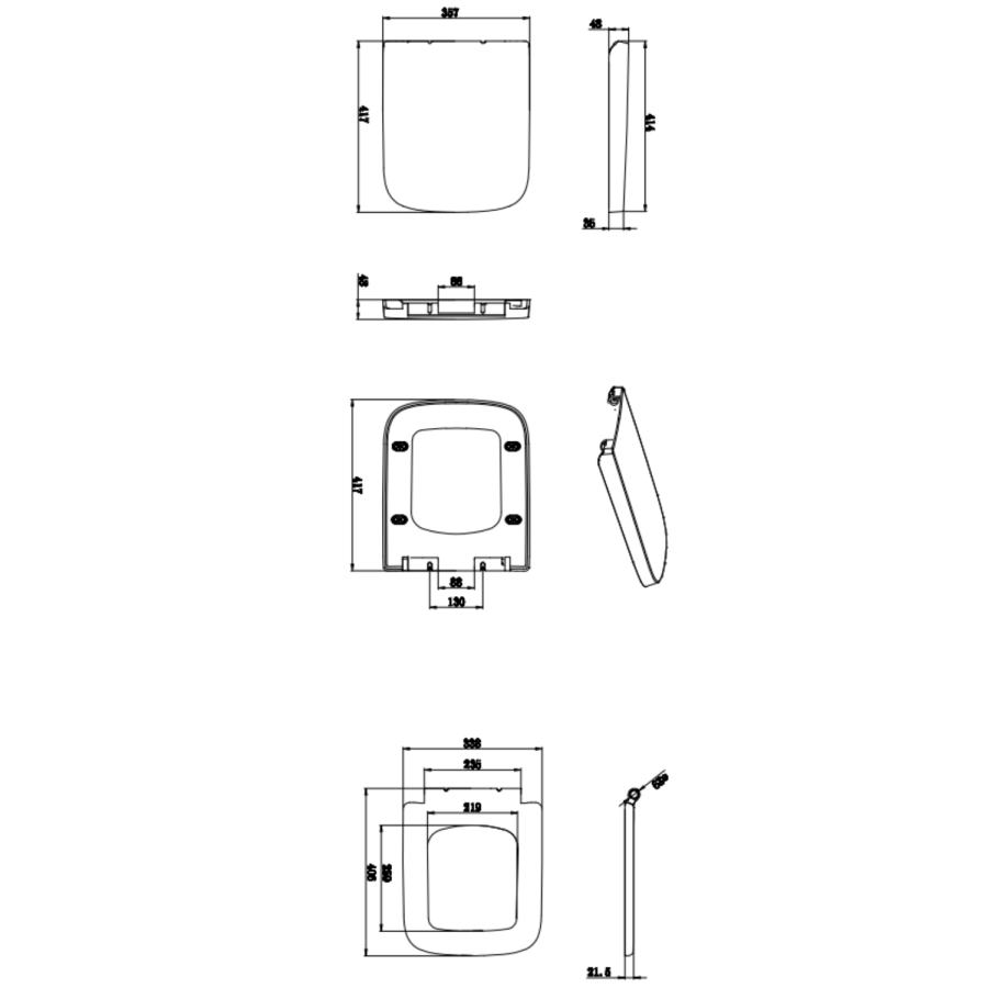 Close Coupled Rimless Open Back Toilet with Soft Close Seat - Austin