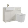 1100mm Beige Left Hand Toilet and Sink Unit with Square Toilet and Brass Fittings - Bali
