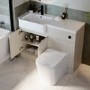1100mm Beige Left Hand Toilet and Sink Unit with Square Toilet and Black Fittings - Bali