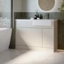 1100mm Beige Right Hand Toilet and Sink Unit with Chrome Fittings - Unit & Basin Only - Bali