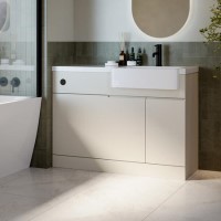 1100mm Beige Right Hand Toilet and Sink Unit with Black Fittings - Unit & Basin Only - Bali