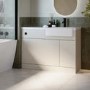 1100mm Beige Right Hand Toilet and Sink Unit with Black Fittings - Unit & Basin Only - Bali