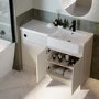 1100mm Beige Right Hand Toilet and Sink Unit with Black Fittings - Unit & Basin Only - Bali