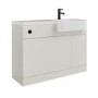 1100mm Beige Right Hand Toilet and Sink Unit with Black Fittings - Unit & Basin Only - Bali