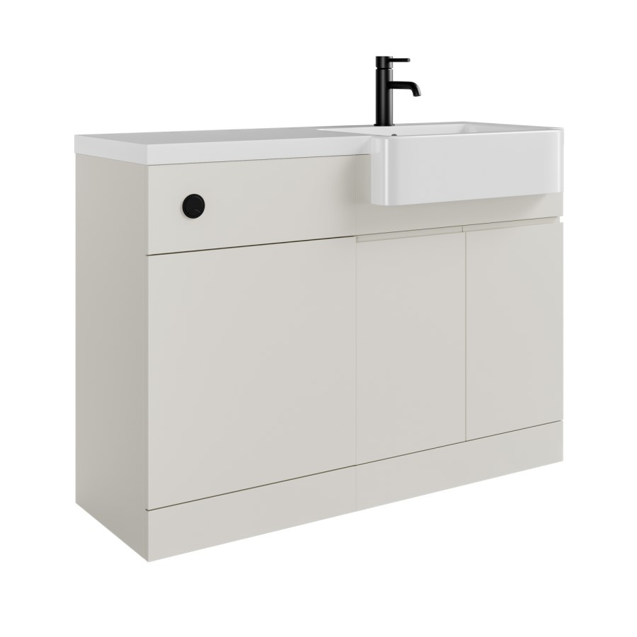 1100mm Beige Right Hand Toilet and Sink Unit with Black Fittings - Unit & Basin Only - Bali