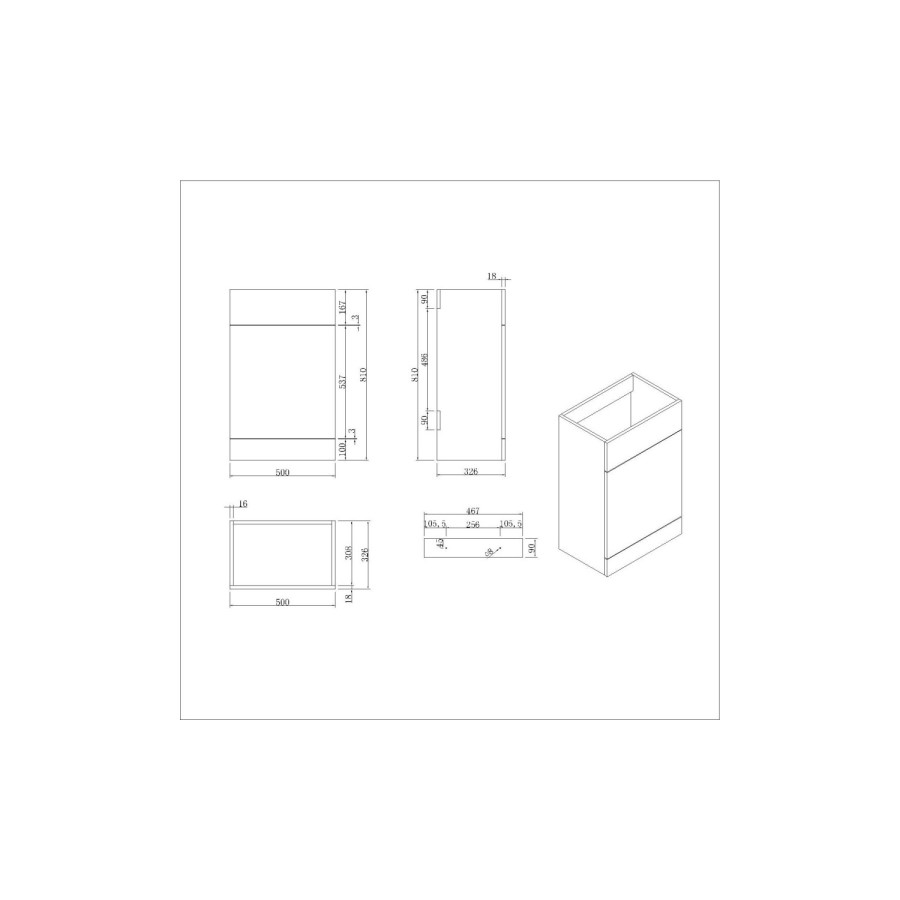 1100mm Beige Right Hand Toilet and Sink Unit with Black Fittings - Unit & Basin Only - Bali