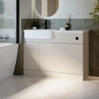 1100mm Beige Left Hand Toilet and Sink Unit with Black Fittings - Unit & Basin Only - Bali