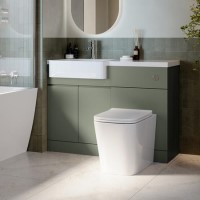 1100mm Green Left Hand Toilet and Sink Unit with Square Toilet and Chrome Fittings - Bali