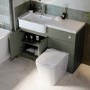 1100mm Green Left Hand Toilet and Sink Unit with Square Toilet and Chrome Fittings - Bali
