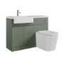 1100mm Green Left Hand Toilet and Sink Unit with Square Toilet and Chrome Fittings - Bali