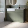 1100mm Green Left Hand Toilet and Sink Unit with Chrome Fittings - Unit & Basin Only - Bali