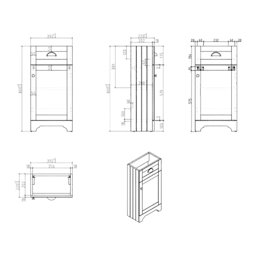 400mm Burgundy Freestanding Cloakroom Vanity Unit with Basin - Baxenden