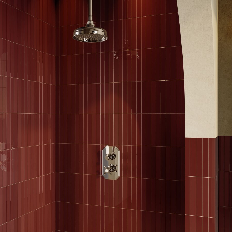 Chrome 1 Outlet Ceiling Mounted Thermostatic Mixer Shower Set - Cambridge
