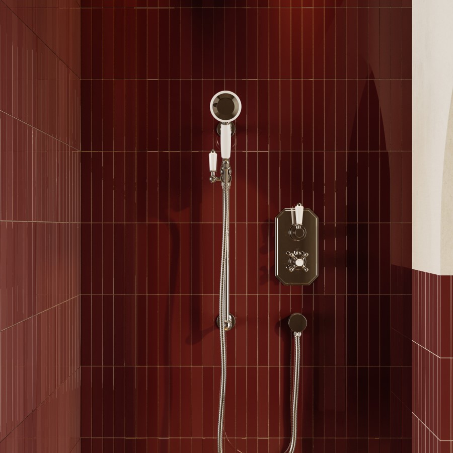 Chrome 1 Outlet Thermostatic Mixer Shower Set with Slide Rail Kit - Cambridge