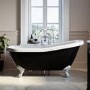 Black Freestanding Single Ended Roll Top Slipper Bath with White Feet 1615 x 690mm - Park Royal