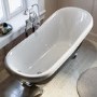 Black Freestanding Single Ended Roll Top Slipper Bath with White Feet 1615 x 690mm - Park Royal