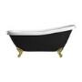 Black Freestanding Single Ended Roll Top Slipper Bath with Brass Feet 1615 x 690mm - Park Royal