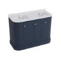1200mm Blue Curved Freestanding Double Vanity Unit with Basins - Bowland