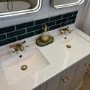 600mm Beige Curved Freestanding Vanity Unit with Basin - Bowland