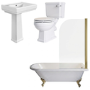 Traditional Brass Shower Bath Suite with Toilet & Basin - Park Royal
