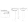 550mm Full Pedestal Basin with 1 Tap Hole - Palma