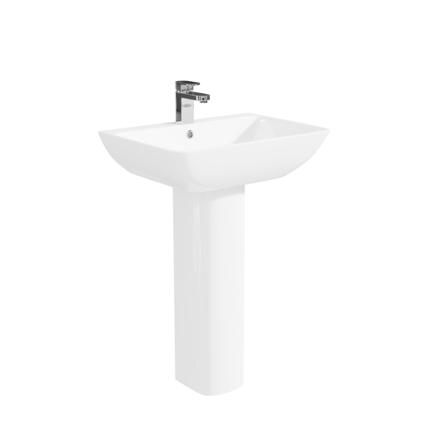 550mm Full Pedestal Basin with 1 Tap Hole - Palma
