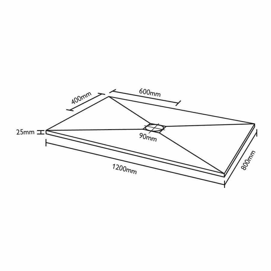 Rectangular Ultra Low Profile Shower Tray 1200 x 800mm - Silhouette