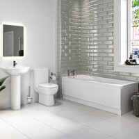 1600mm Straight Bath Suite with Toilet, Basin & Panels - Alton