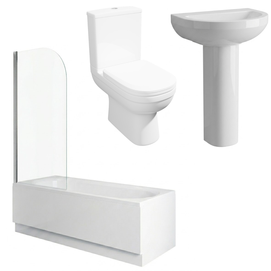 1600mm Shower Bath Suite with Toilet Basin & Panels - Alton