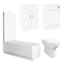1700mm Chrome Shower Bath Suite with White Toilet & Sink Unit - Alton