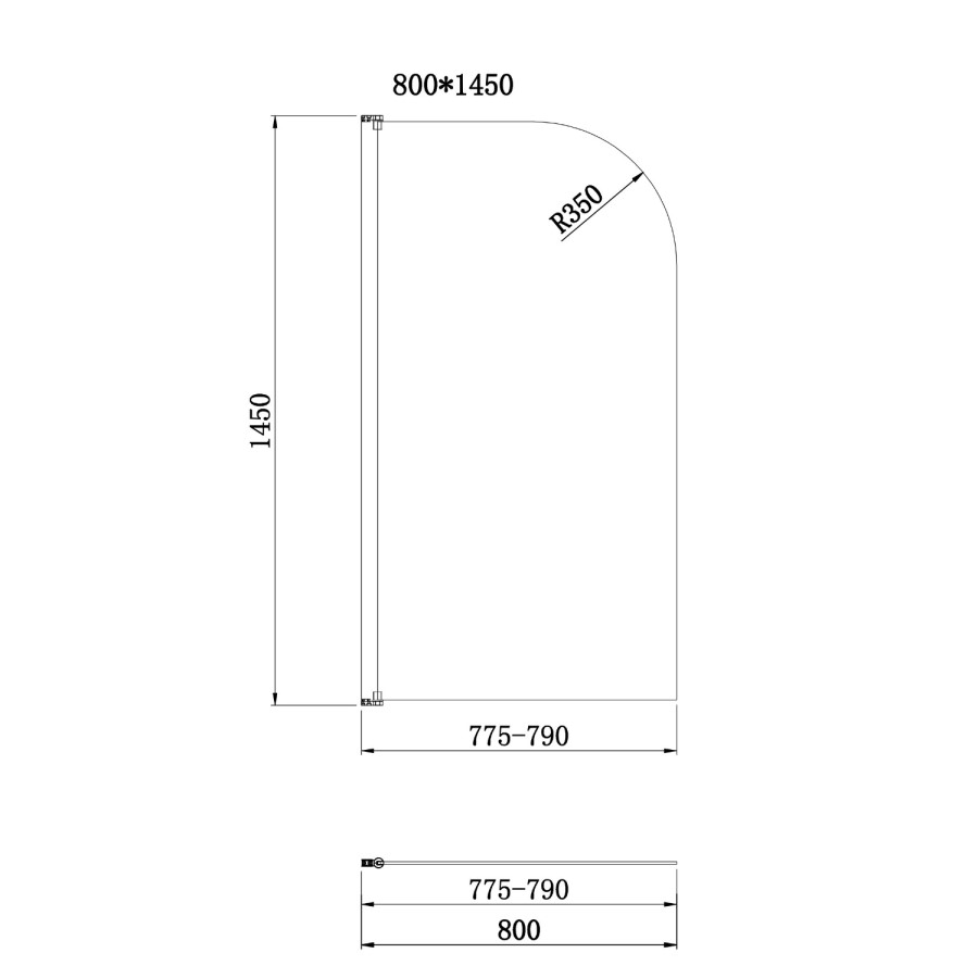 Single Ended Shower Bath with Front Panel & Chrome Bath Screen 1800 x 800mm - Alton