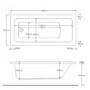 Single Ended Shower Bath with Front Panel & Black Bath Screen with Towel Rail 1600 x 700mm - Rutland