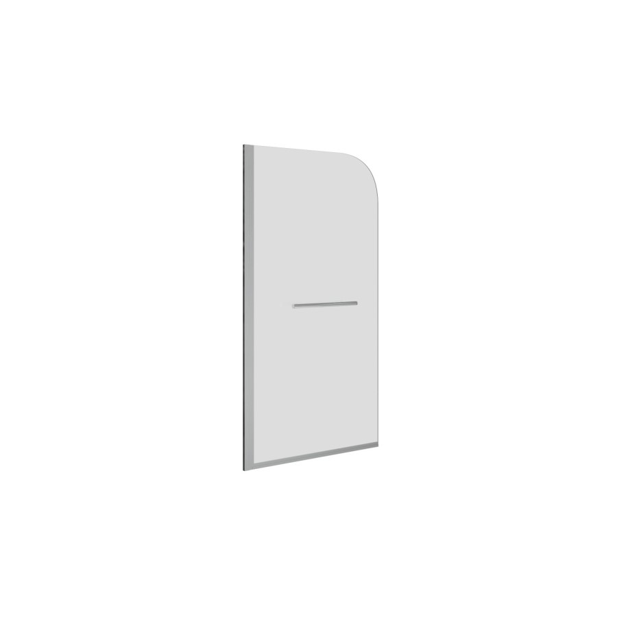 1700 x 750 Rutland Single Ended Round Bath with Hinged 1450mm 6mm Chrome Bath Screen with Towel Rail and Front Panel