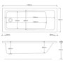 1700 x 750 Rutland Single Ended Round Bath with Hinged 1450mm 6mm Chrome Bath Screen with Towel Rail and Front Panel