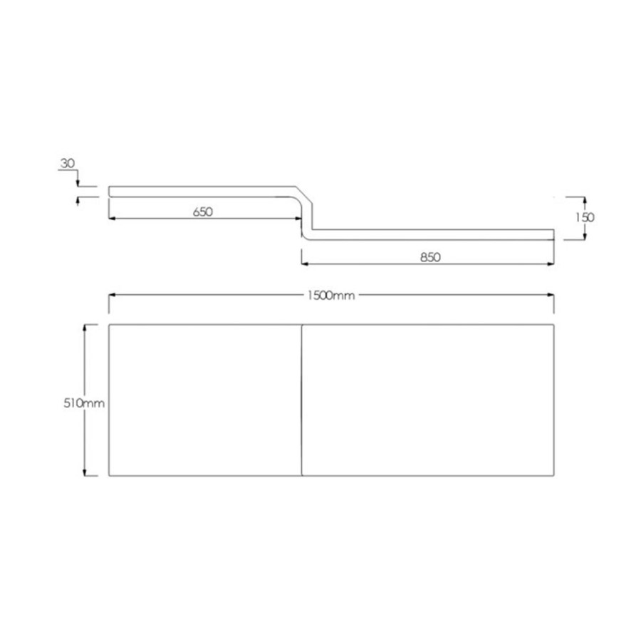 L Shaped Shower Bath with Front Panel & Chrome Bath Screen with Towel Rail, Left Hand 1500 x 850mm - Lomax