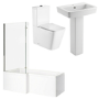 1500mm Left Hand Shower Bath Suite with Toilet Basin & Panels - Lomax