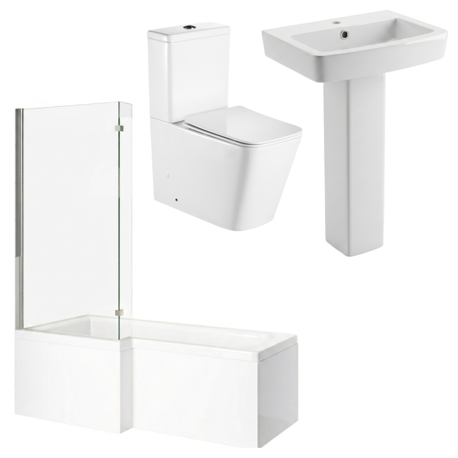 1500mm Left Hand Shower Bath Suite with Toilet Basin & Panels - Lomax