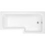 L Shaped Shower Bath with Front Panel & Black Bath Screen, Right Hand 1500 x 850mm - Lomax