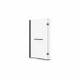 L Shaped Shower Bath with Front Panel & Matt Black Bath Screen with Towel Rail, Right Hand 1500 x 850mm - Lomax