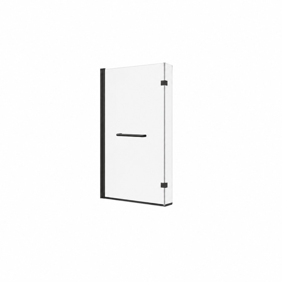 L Shaped Shower Bath with Front Panel & Matt Black Bath Screen with Towel Rail, Right Hand 1500 x 850mm - Lomax