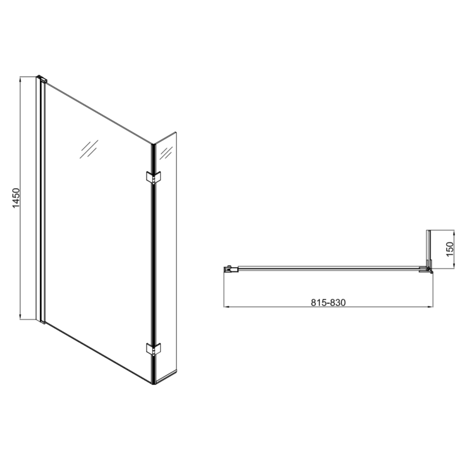 1500mm Right Hand Black Shower Bath Suite with Toilet Basin & Panels - Lomax