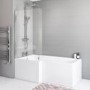 L Shaped Shower Bath with Front Panel & Chrome Bath Screen, Left Hand 1700 x 850mm - Lomax