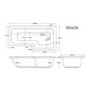 L Shaped Shower Bath with Front Panel & Black Bath Screen, Left Hand 1700 x 850mm - Lomax