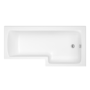 L Shaped Shower Bath with Front Panel & Brushed Brass Bath Screen, Right Hand 1700 x 850mm - Lomax