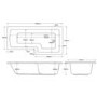 L Shaped Shower Bath with Front Panel & Brushed Brass Bath Screen, Right Hand 1700 x 850mm - Lomax