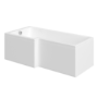 L Shaped Shower Bath with Front Panel & Brushed Brass Bath Screen, Right Hand 1700 x 850mm - Lomax